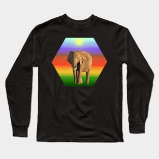 Elephant - Hexagram - Kenya / Africa Long Sleeve T-Shirt